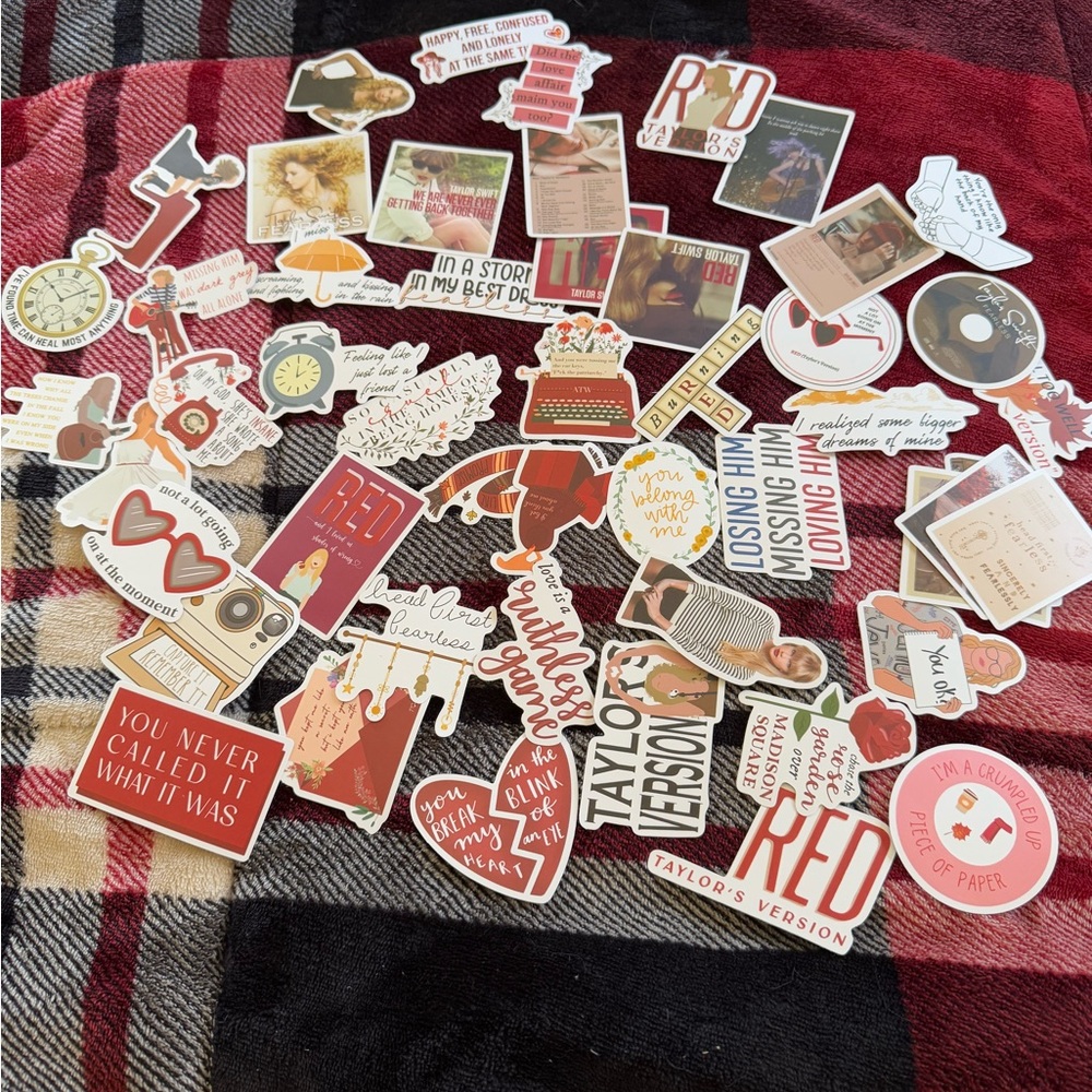 Taylor Swift Red Album Themed Stickers